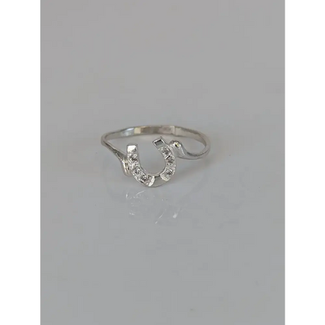 925 Silver Horseshoe Ring with Zirconia – Lucky Equestrian Gift E Rings