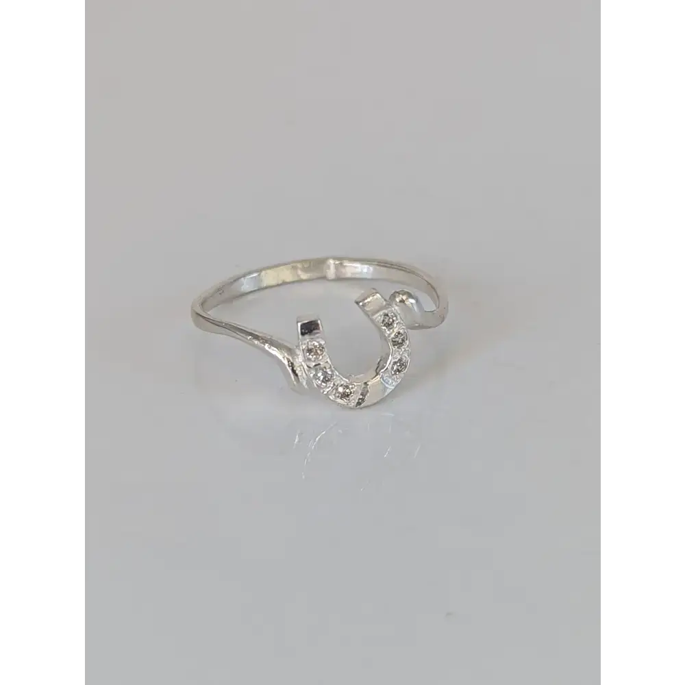 925 Silver Horseshoe Ring with Zirconia – Lucky Equestrian Gift E Rings