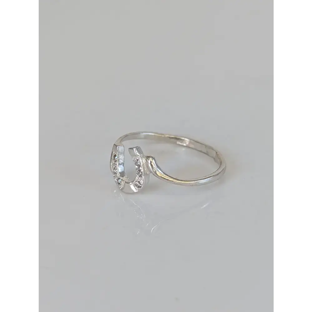 925 Silver Horseshoe Ring with Zirconia – Lucky Equestrian Gift E Rings