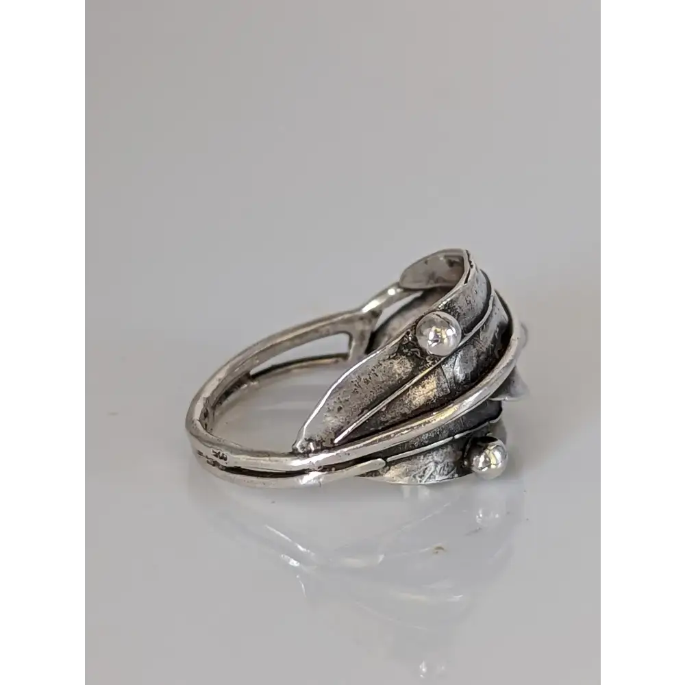 925 Silver Leaves Ring with Silver Buds – Nature-Inspired Gift G Rings