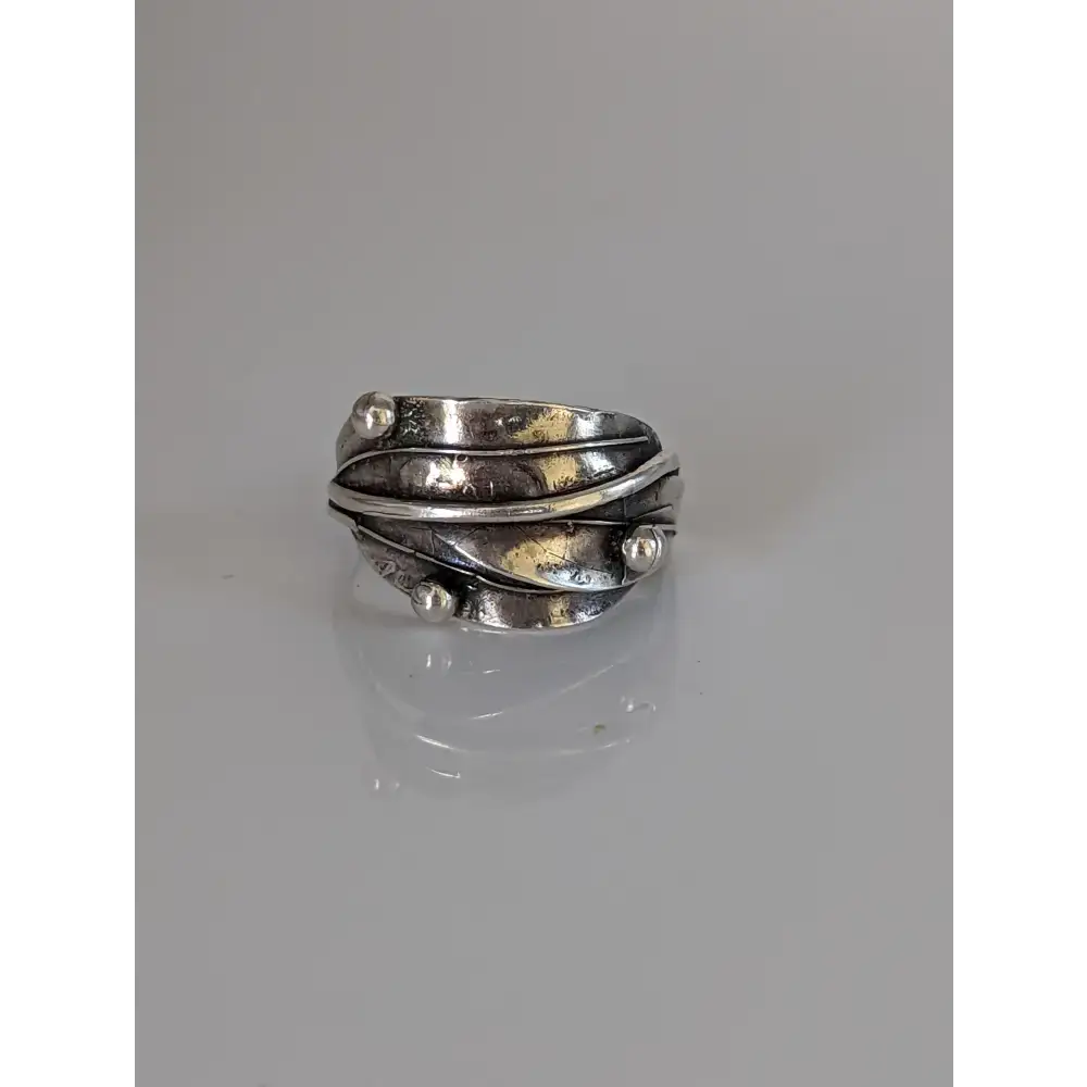 925 Silver Leaves Ring with Silver Buds – Nature-Inspired Gift G Rings