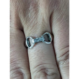 Silver snaffle ring with textured polished finish 925 silver equestrian jewellery for him and her