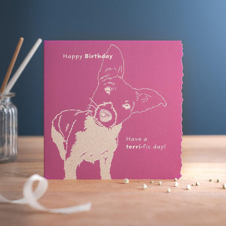 Deckled Edge Colour Block Happy Birthday Terri Fic Day Gift Cards Barnstaple Equestrian Supplies