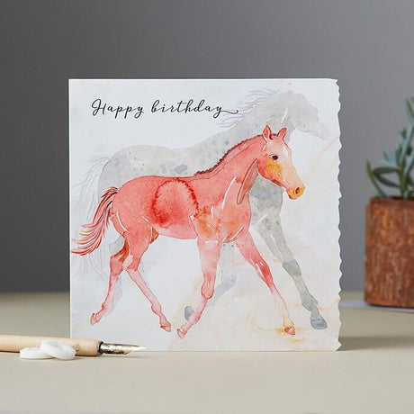 Deckled Edge Fanciful Dolomite Card Happy Birthday Foal Gift Cards Barnstaple Equestrian Supplies
