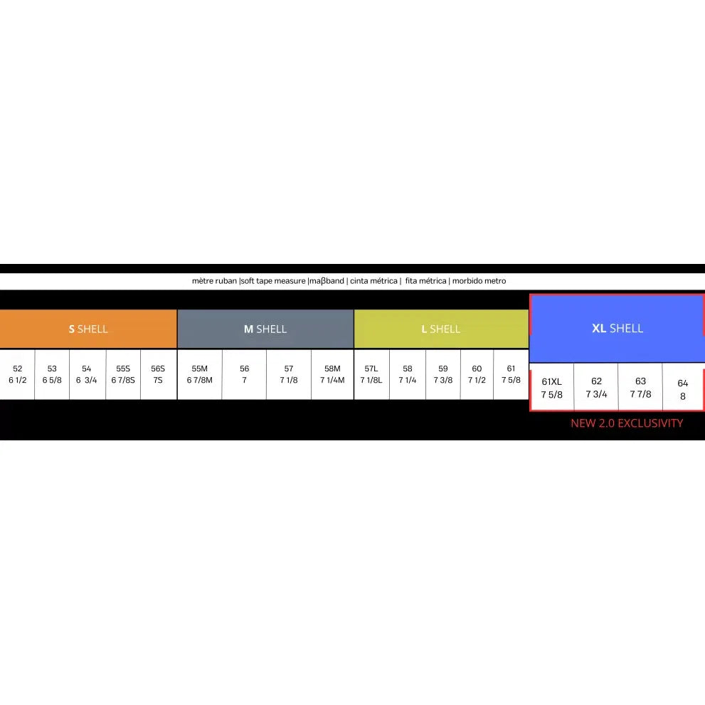 Samshield 2.0 Shadowmatt Riding Hat Black with Chrome Blazon and Trim Size Chart