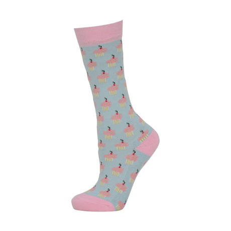 HY Equestrian Cupcake Socks (Pack of 3) Blue Tint/Pink Icing Riding Socks Barnstaple Equestrian Supplies