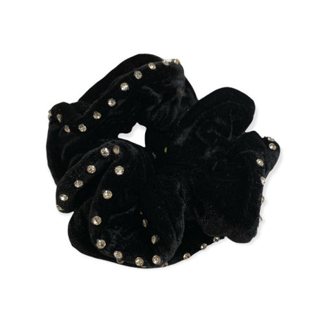 Equetech Hair Scrunchie Velvet Black / Crystal Hair Scrunchies Barnstaple Equestrian Supplies