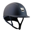 Samshield 2.0 Shadowmatt Riding Hat Navy with Chrome Blazon and Trim Side