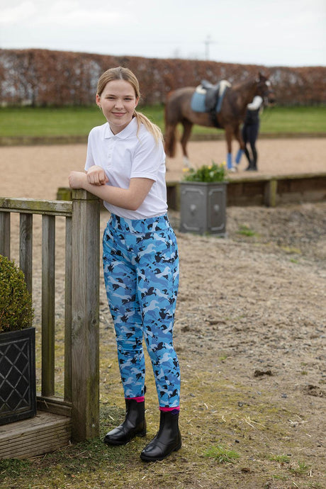 Pony Print Riding Tights Rhinegold Childrens With Full Seat Riding Tights Barnstaple Equestrian Supplies