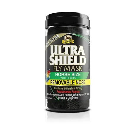 Absorbine Ultrashield Fly Mask C/W Removable Nose Horse Black Fly Masks