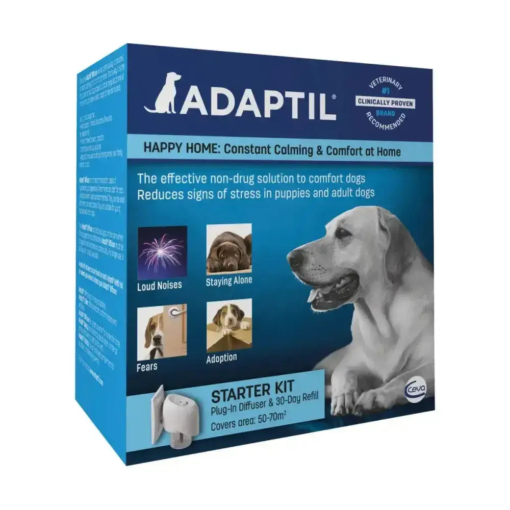 Adaptil happy home starter kit with plug-in diffuser and 30-day natural canine appeasing pheromone refill for calming dogs