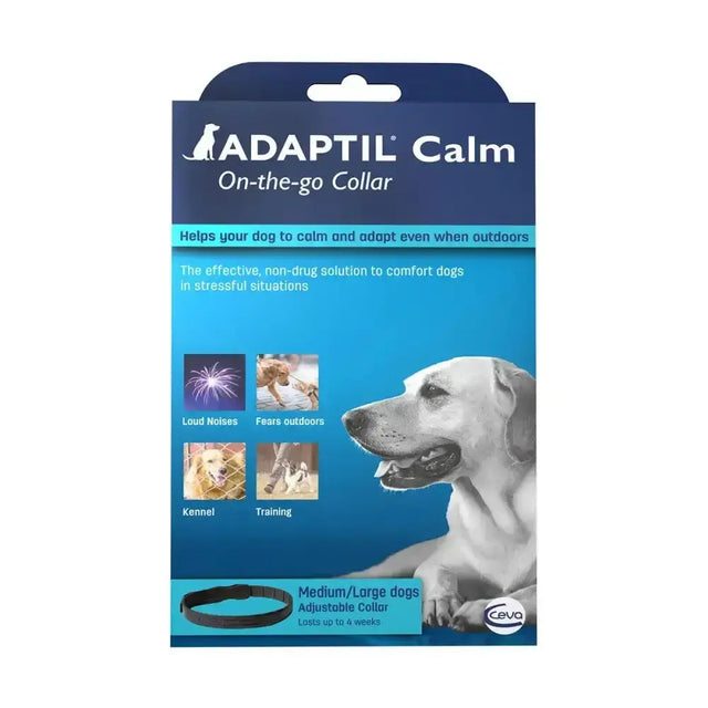 Adaptil calm collar l for dog with black adjustable band using natural canine appeasing pheromone for stress relief