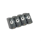 Gray plastic adios non handle poo bags with white logo and black camera icon in 4 rolls pack
