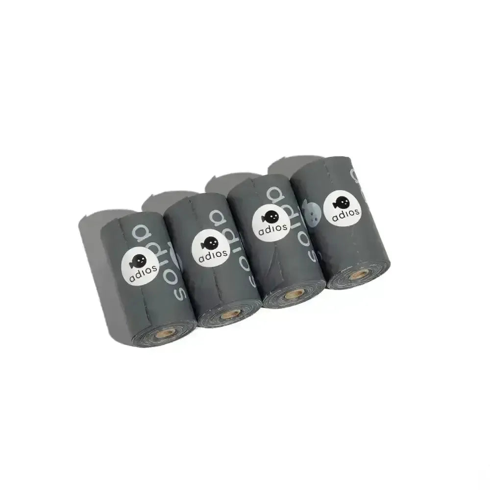 Adios Non Handle Poo Bags 4 Rolls 4 Rolls (60 Bags) Grey Poop Bags