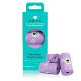 Purple adios zero waste non handle poo bags in teal package perfect for eco friendly dog cleanup