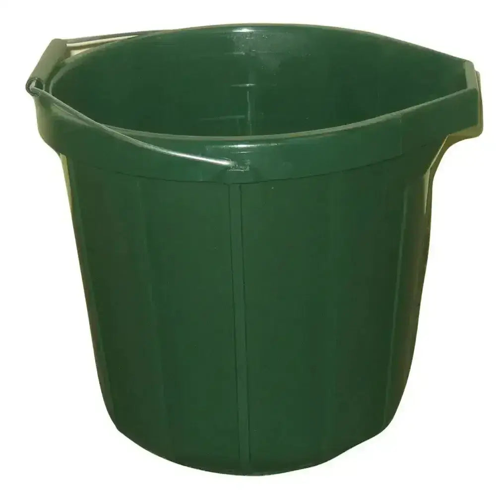 Dark green plastic agricultural bucket 2 gallon bm10 with molded handle and vertical ribbed sides for farm use