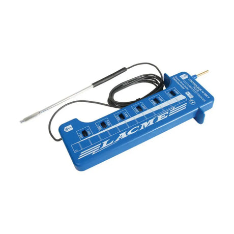 Blue lacme electronic soil moisture controller with metallic probe and black coiled cable for agrifence 10kv volt meter tester