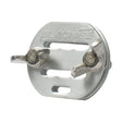 Silver metallic blacme premium tape joiner with circular blade guard and adjustable arms for agrifence 20mm tape joiner