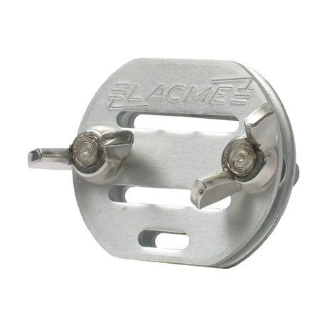 Silver metallic blacme brand circular blade guard with adjustable arms for agrifence 20mm tape joiner clamps pk2