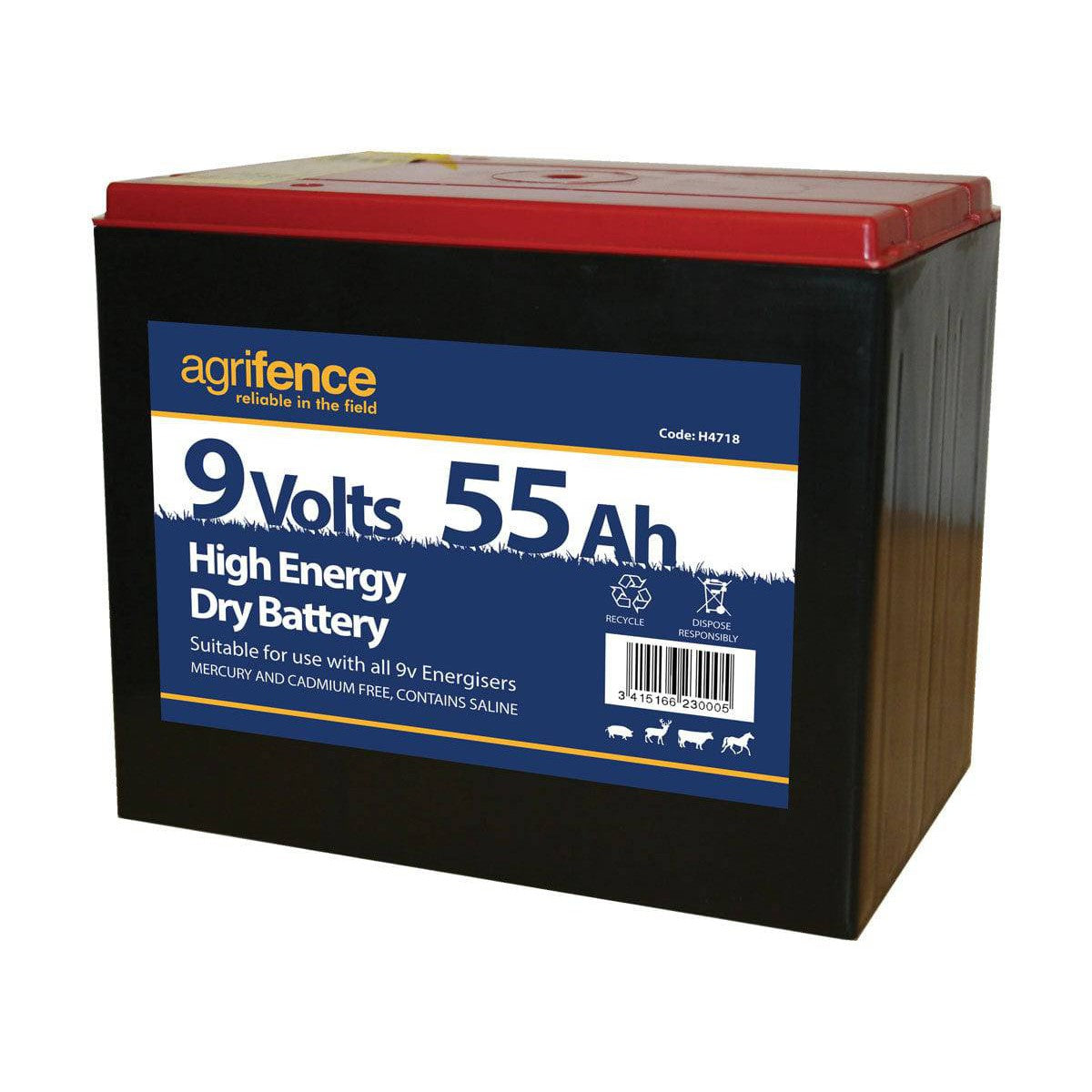 Agrifence 9v-90Ah Dry Battery (H4721) Electric Fencing Barnstaple Equestrian Supplies