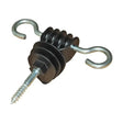 Black insulated agrifence classic gate anchor wire grip with two metal hooks and woodscrew double loop mounting point