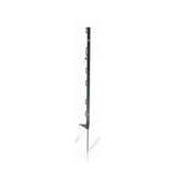 Black metal agrifence easypost fence post with multiple brackets and pointed stake featuring patented interpost linking and self-insulating design