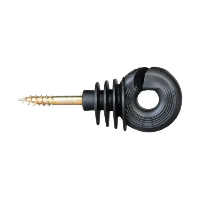 Black plastic screw eye with gold metal threaded shaft for agrifence hpx ring insulator with hpx technology