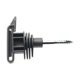 Black plastic screw anchor with metal threaded shaft for agrifence hpx tape insulator clip insulator use