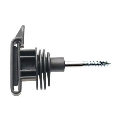 Black plastic screw anchor with metal threaded shaft for agrifence hpx tape insulator clip insulator use