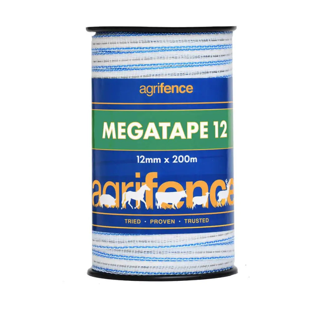 Agrifence Megatape Reinforced Tape 12mm x 200m (H4756) Electric Fencing Tape Barnstaple Equestrian Supplies