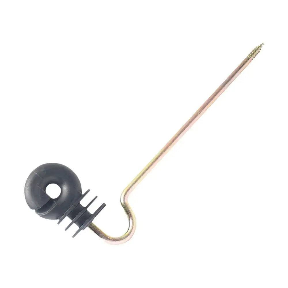 Black plastic agrifence offset ring insulator 21cm with metal screw and hook for secure fencing use