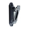 Black plastic hinged wall-mounted clip for agrifence premium tape insulators ideal for holding tape securely