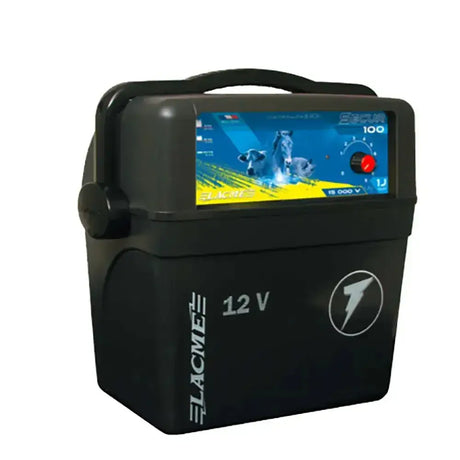 Black plastic 12v energiser from agrifence secur small medium electric fence 12v energiser range with digital display