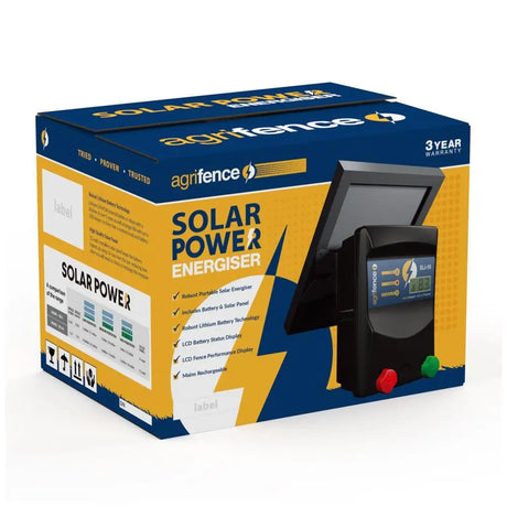 Black agrifence sli-10 lithium solar energiser with digital display and red and green buttons from barnstaple equestrian supplies