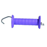 Purple rubber-handled agrifence standard plus gate handle with metal hook and ring for insulated handle connection electric fencing