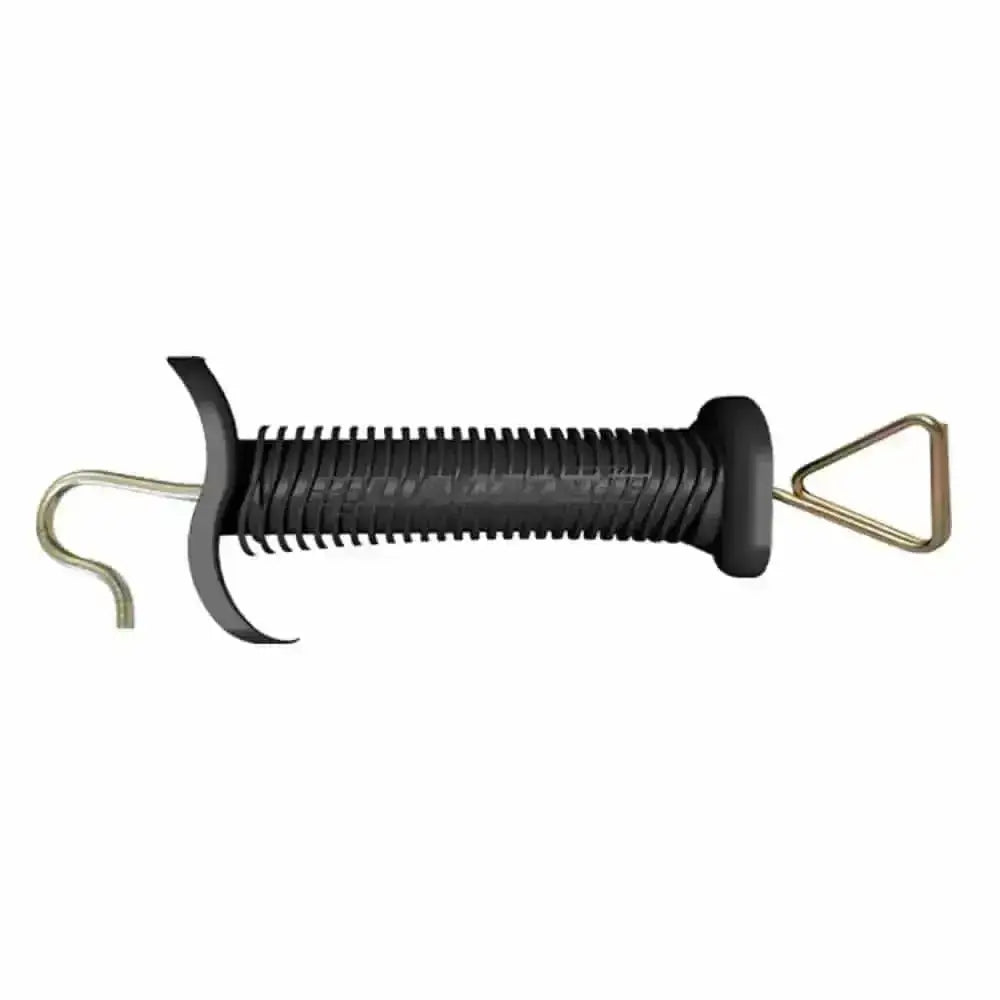 Black rubber-handled agrifence super horse gate puller with curved hook and triangular loop for electric fencing gate