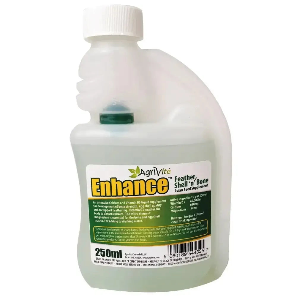 Agrivite Enhance Feather Shell N Bone Supplement 250ml Poultry Grit