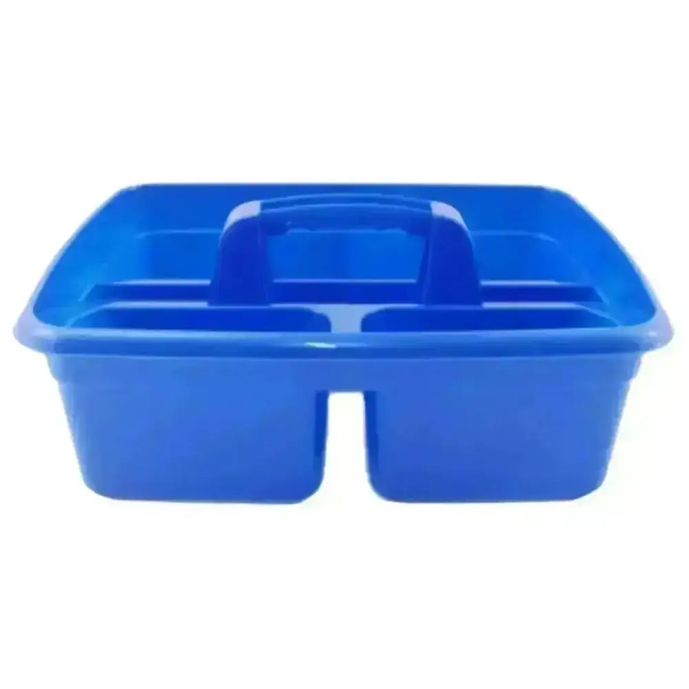 Blue plastic airflow tidy tack grooming box with central handle and two divided compartments tidy tack tray