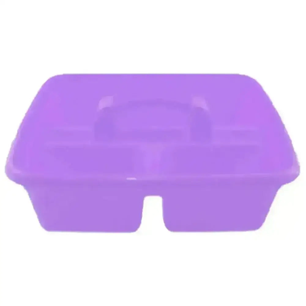 Purple plastic airflow tidy tack two-compartment grooming box with integrated handle for easy carry