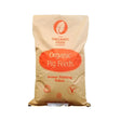 A beige paper bag of allen & page organic feed company pig grower finisher pellets with an orange label
