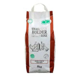 Red and white 5kg bag of allen page smallholder range drug free baby chick crumbs for healthy chicks