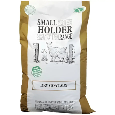 White and brown bag of Allen & Page smallholder goat mix dry for small holder goat feeding