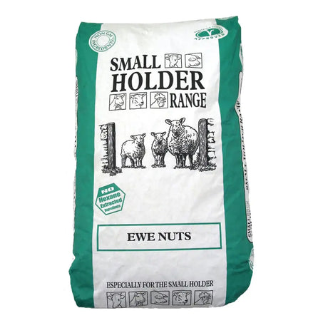 Green and white bag of allen and page smallholder range ewe nuts complementary feed for smallholders