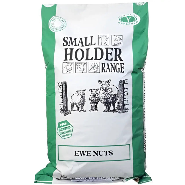 Green and white bag of allen & page smallholder range sheep ewe nuts feed for smallholder range sheep