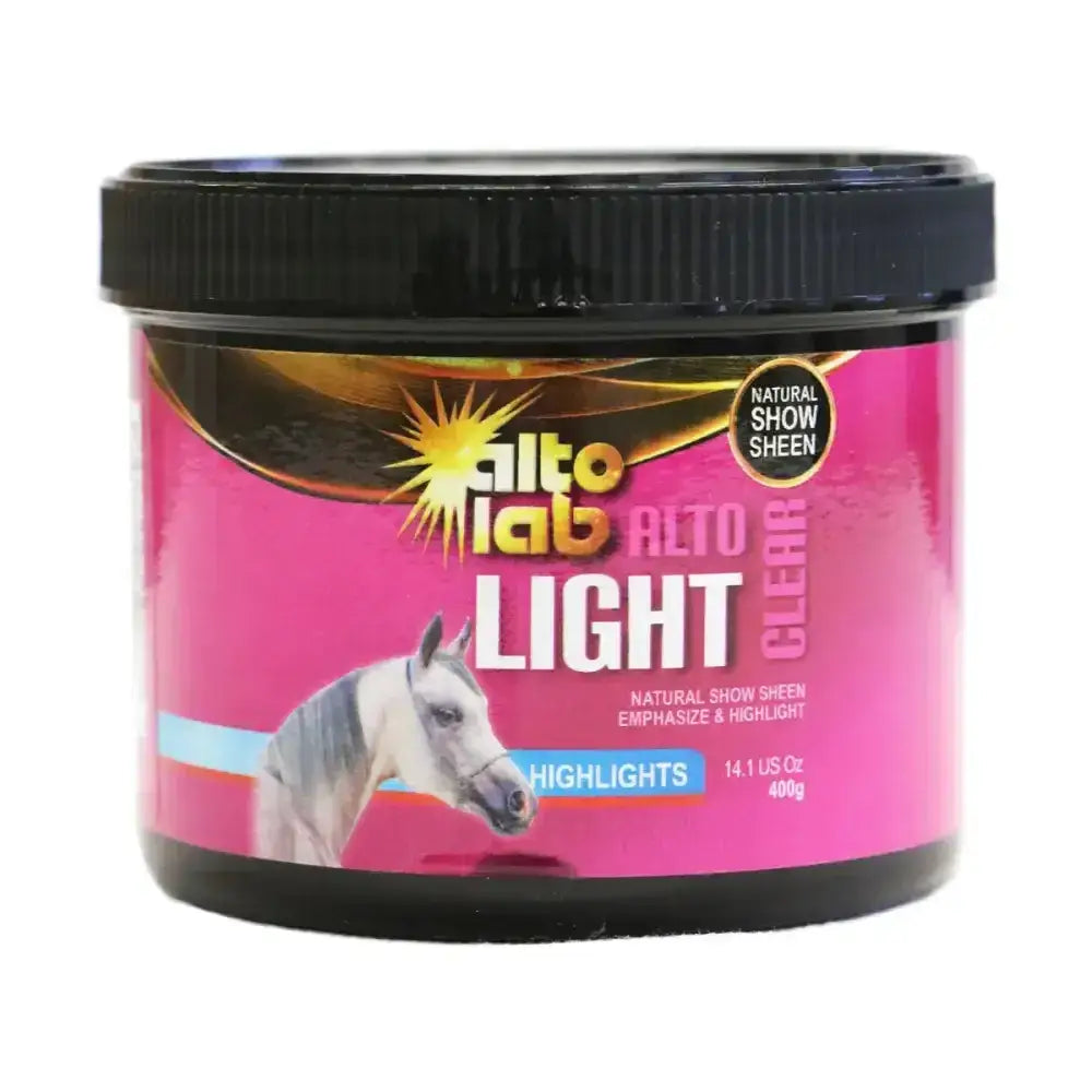 Pink cylindrical alto lab alto light container with black lid featuring white horse illustration to add deep highlights