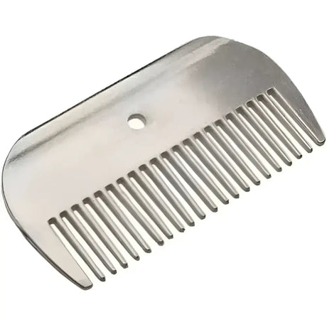 Silver strong aluminium metal comb with rounded edges and hole for easy grip ideal for horse grooming combs