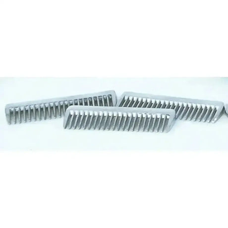 Silver harlequin small metal mane comb with evenly spaced teeth and smooth curved handle metal mane combs deal