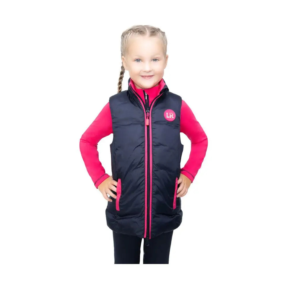 Analise Reversible Padded Gilet by Little Rider Navy/Pink 3-4 Years Outdoor Coats & Jackets Barnstaple Equestrian Supplies