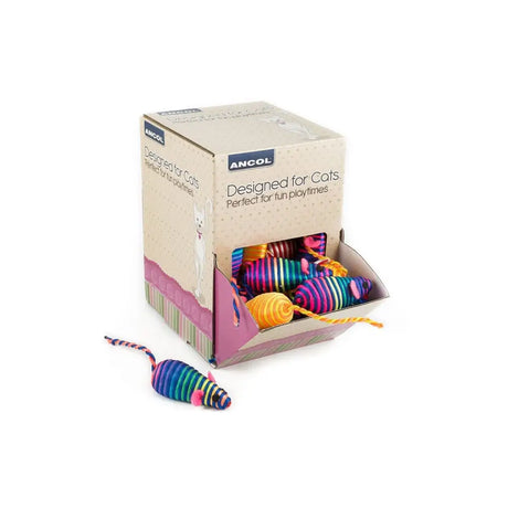 Ancol Cat Stripey Mice 48 Pack Assorted Cat Toy