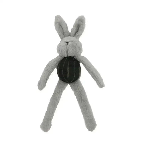A soft gray plush rabbit from ancol heritage collection with long ears and a black belly patch floppy bunny dog toy